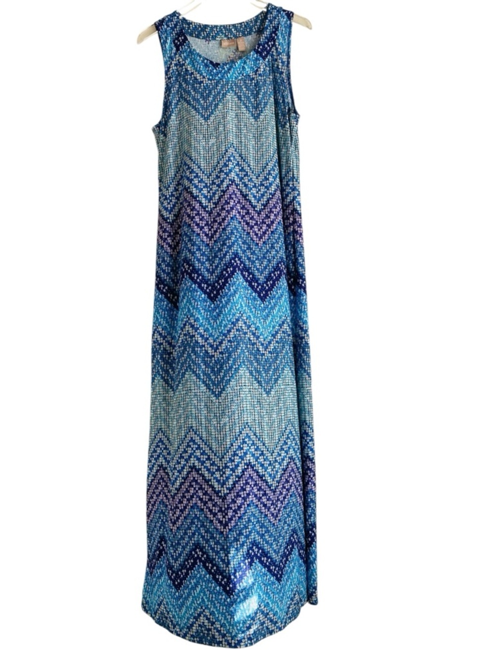 Chico’s Ombré Chevron Print Jersey Knit Maxi Dress Size L/12